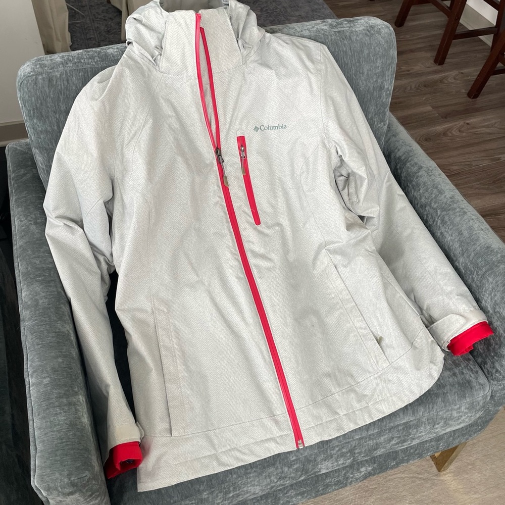 Columbia Whirlibird interchange 3 in 1 womens jacket, size large, color coral